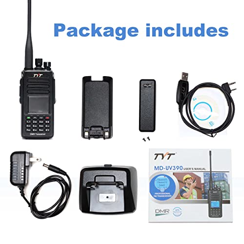 TYT MD-UV390 Dual Band VHF UHF DMR Radio GPS Waterproof Dustproof IP67 Walkie Talkie w/Cable