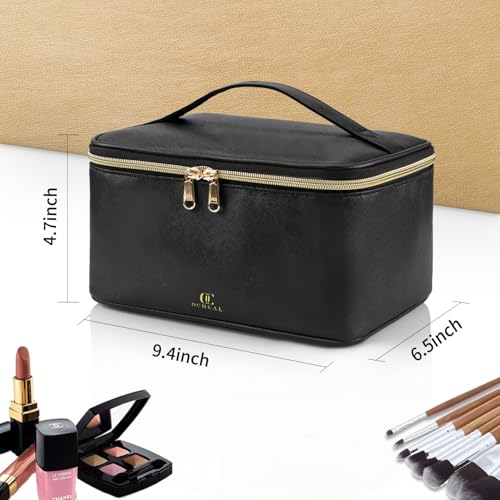 OCHEAL Makeup Bag, Portable Cosmetic Bag, Large Capacity Travel Makeup Case Organizer, Black For Women Toiletry Bag for Gi...