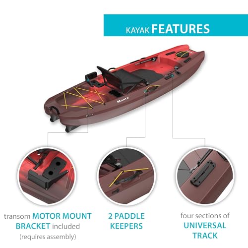 Lifetime Manta Angler Kayak 10', Stand-Up Fishing Kayak, 6 Rod Holders, Adjustable Seat