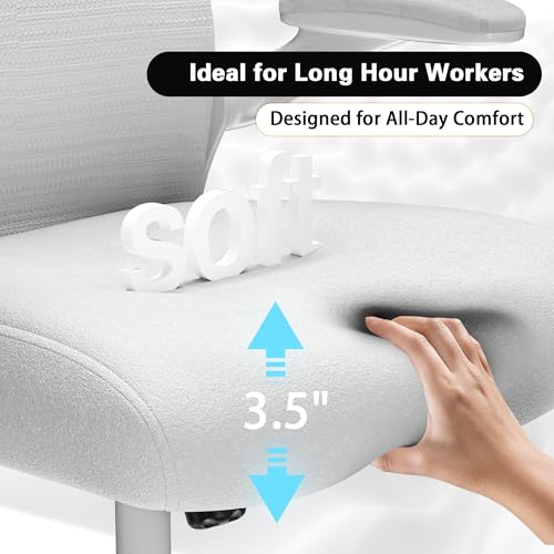 Ergonomic Office Chair for Back & Neck Pain Relief, Virgin Foam Seat, 2D Adjustable Lumbar & 3D Headrest, Tilt & Rock for ...
