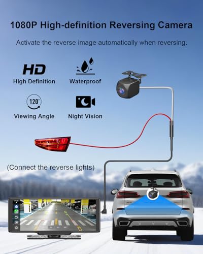 HK5 Carplay Screen for Car, 10.26’’ HD Wireless Apple Carplay & Android Auto Touchscreen with Backup Camera, Car Play Scre...