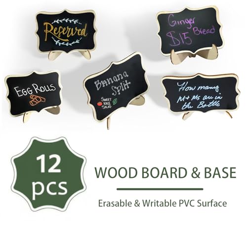 12pcs Mini Chalkboard Signs with Stand,Food Labels for Party Buffet, Food Tag/Name Card for Wedding Table, Name Tag Drink ...
