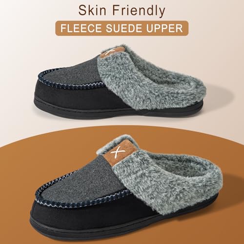 Homitem Mens Slippers Moccasins Memory Foam Fuzzy Slippers for Men Wool-Like Plush Fleece Lined House Shoes Indoor Outdoor...