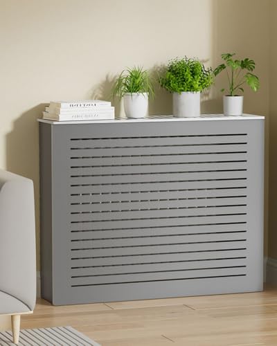 Gray Radiator Cover Louvered Grill Heater Heating Side Stand Cabinet Radiator Covers For Home Wood Heating Cover Storage Organizer Cabinet, Waterproof, Easy To Install(31.5"Lx9.8"Wx27.6"H)