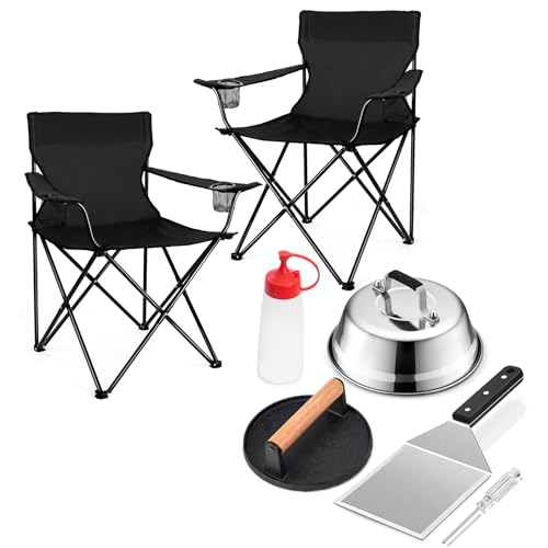 Joyfair Portable Camping Chair & Griddle Accessories Smash Burger Kit(5Pcs), Outdoor Lawn Folding Chairs for Adults, Grill...