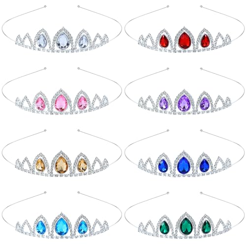 inSowni 8 Pieces Silver Metal Sparkly Waterdrop Rhinestone Princess Crown Headbands Tiaras Wedding Birthday Party Prom Hea...