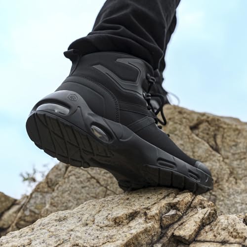 KEFUWU Military Tactical Boots Women Wide Waterproof 6 Inches Lightweight Durable Side-Zip Combat Hiking Work Boots Non Slip