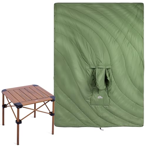 iClimb 1 Hooded 3M Thinsulate Insulation Warm Blanket and 1 Lightweight Stable Table, Ultralight Compact for Adults Outdoo...