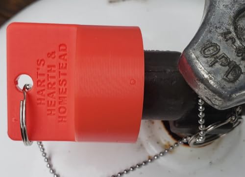 Hart's Hearth & Homestead Propane OPD Red, Blue, or Black Threaded Dust Cap with SS Chain Tether, 2 Year Warranty, fits 20...