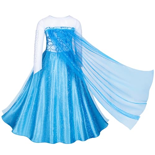 Topney Blue Princess Costumes for Little Girls Dress Up Birthday Party with Accessories