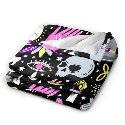 Magic Witch Witchcraft Star Skull Blanket, Soft Blankets Flannel Bed Throw Cozy Lightweight Plush Gifts for Women Men Boys...