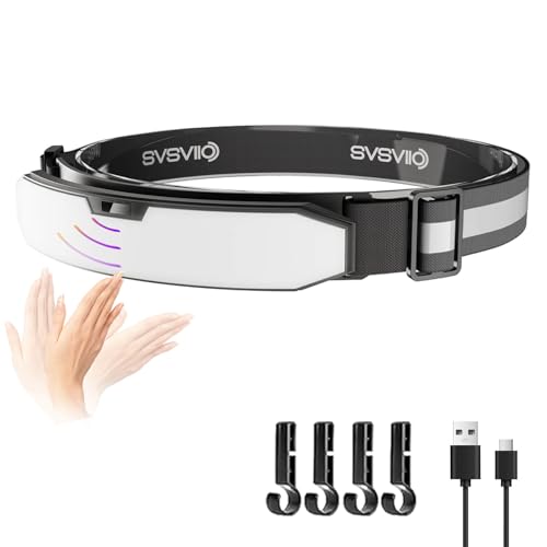 svsviio K0209 1500 Lumen Rechargeable Headlamp with Motion Sensor & Red Light-Super Bright Head Lamp,Head Lights for Foreh...