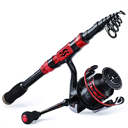 Sougayilang Telescopic Fishing Pole with Spinning Reel Portable Fishing Rod Reel Combos