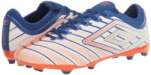 Umbro Men's Velocita Elixir Club FG Soccer Cleat, White/Orange/Blue, 11.5