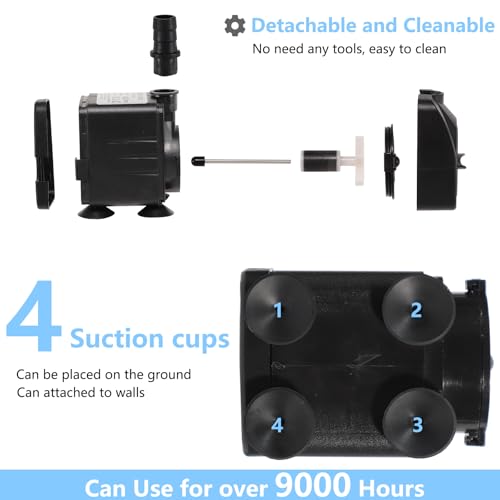 alizzy 400GPH 25W Submersible Water Pump, Auto Shut-off Water Fountain Pump with 6.5ft. High Lift and 4.92 ft Tubing for A...