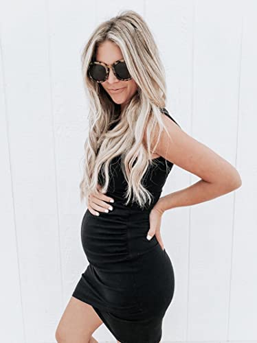 BTFBM Women Summer Dresses 2026 Sleeveless Tank Crew Neck Ruched Bodycon Party Club Beach Mini Casual Spring Dress