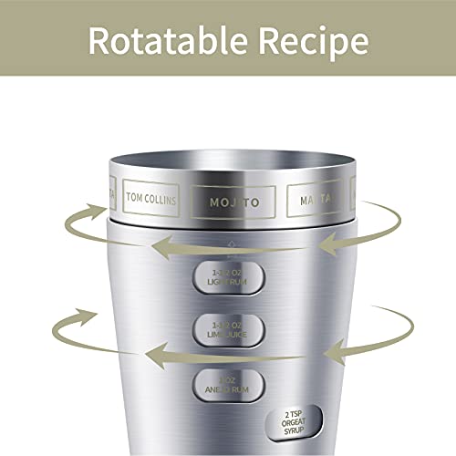 Cocktail Shaker Martini Shaker Set with Recipe, 24 oz Martini Shaker Drink Shaker Drink Mixer Stainless Steel Cocktail Sha...