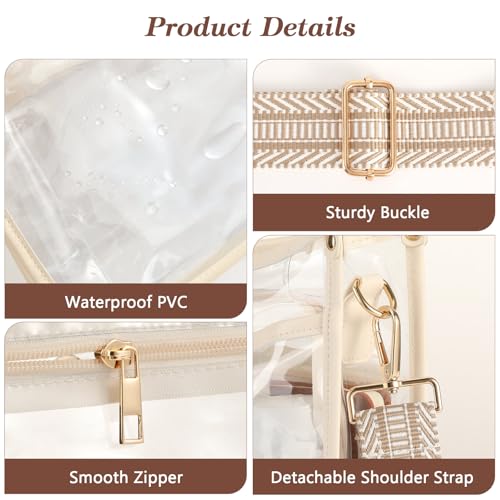MoKo Clear Tote Bag, Large Capacity Handbags with 2 Pockets, Waterproof PVC Tote Bags for Women, Clear Bag for Stadium Events
