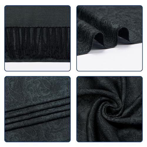 QIUTIMIY Paisley Pashmina Shawl Wrap Women Reversible Vintage Jacquard Pashmina Rave Scarf with Fringe for Evening, Wedding