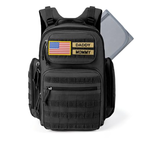 MIRACOL Outdoor Military Diaper Bag: Tactical Style Baby Backpack with Insulated Pockets & Changing Pad - Hiking Camping E...