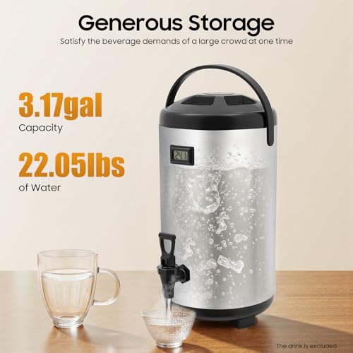 XEJMEOO Stainless Steel Insulated Beverage Dispenser, Insulated Thermal Hot and Cold Beverage Dispenser with Spigot 3.17Ga...
