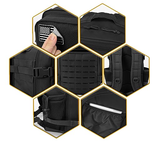 QT&QY 25L/45L Military Tactical Backpack For Men Molle Daypack 3 Day Bug Out Bag Hiking Rucksack With Bottle Holder