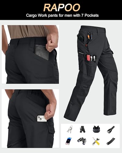 Mens Cargo Pants Ripstop Water Resistant Breathable Tactical Hiking Pants with 7 Pockets