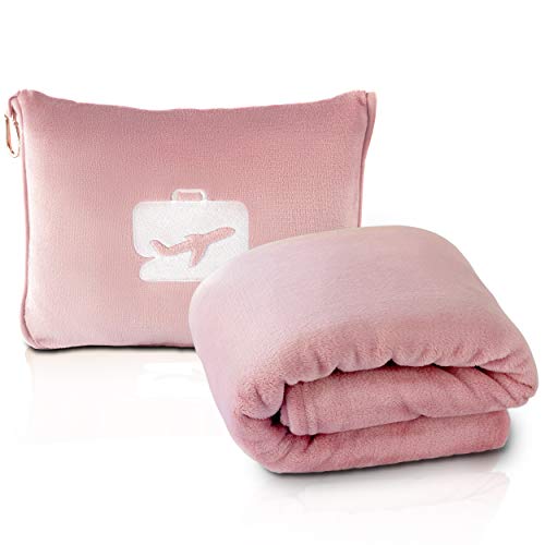 EverSnug Travel Blanket and Pillow - Ultra-Soft, Compact & Lightweight, 65x40 Inches, with Carry Case, Luggage Sleeve & Ba...
