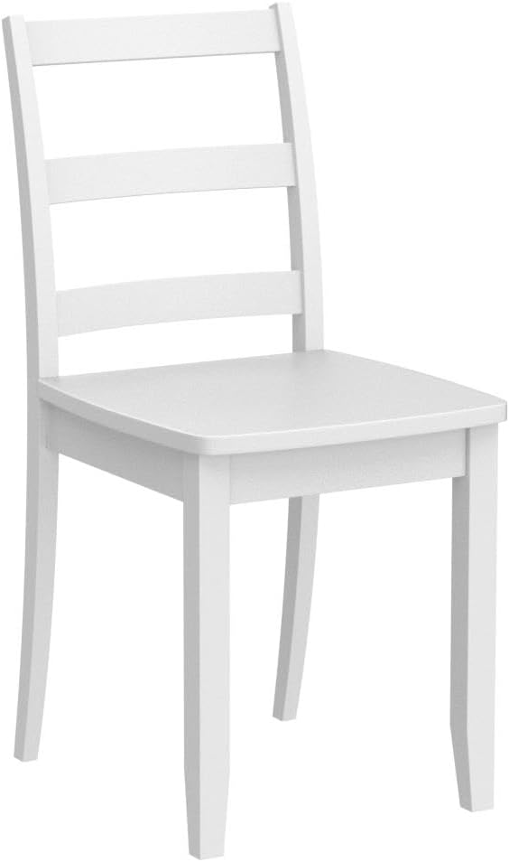 Giantex Wood Dining Chairs Set of 2 White - Wooden Armless Kitchen Chairs with Solid Rubber Wood Legs, Non-Slip Foot Pads, Max Load 400 Lbs, Farmhouse Style High Ladder Back Dining Room Chairs
