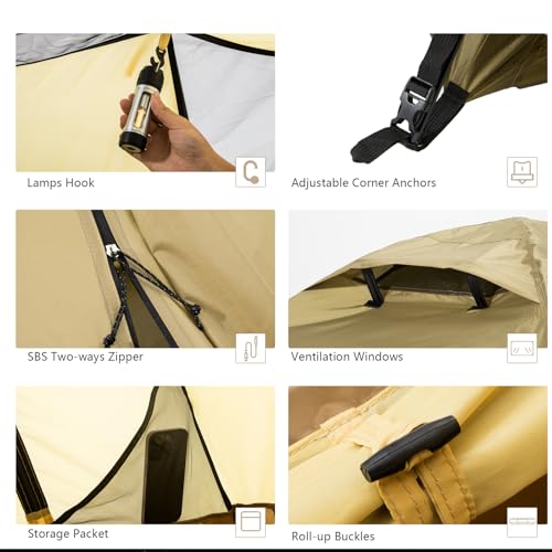 BISINNA 4 Season Tent for Backpacking Winter Tents 2 Person Lightweight Cold Weather Tents Waterproof Double Layer All Sea...