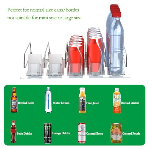 Drink Organizer for Fridge-White Automatic Pusher Glide,12oz 16oz 20oz-Soda Dispenser for Fridge-Holds up to 30 Cans