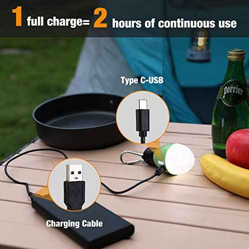 EverBrite Rechargeable Camping Light, Portable Tent Lantern, 3 Lighting Modes, Hanging Tent Light Bulbs with Clip Hook for Hiking, Fishing, Backpacking, Emergency and More(3 Pack)