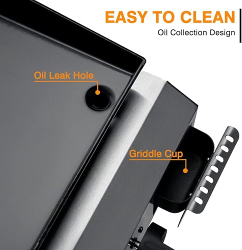 ADREAK 3 Burner BBQ Gas Griddle, 25.6 Inch Stainless Steel Tabletop Portable Propane Griddle, 30,000 BTU Flat Top Grill fo...