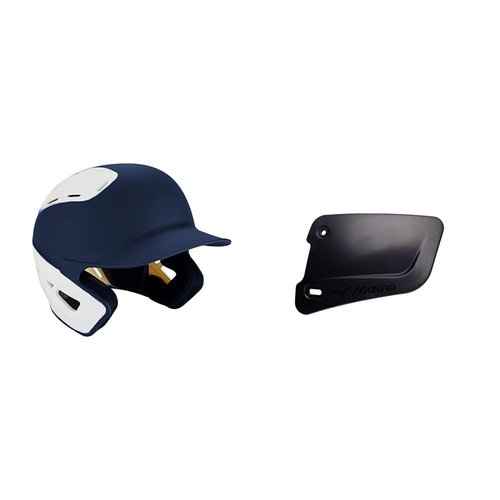 Bundle of Mizuno B6 Youth Baseball Batting Helmet, NAVY-WHITE, Youth OSFM + Mizuno Batters Face Protector, Navy, Left Hand Batter