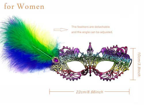 Ailansnug Masquerade Mask for Women Feather Lace Masks For Prom Ball Mardi Gras Halloween Party Costume Supply