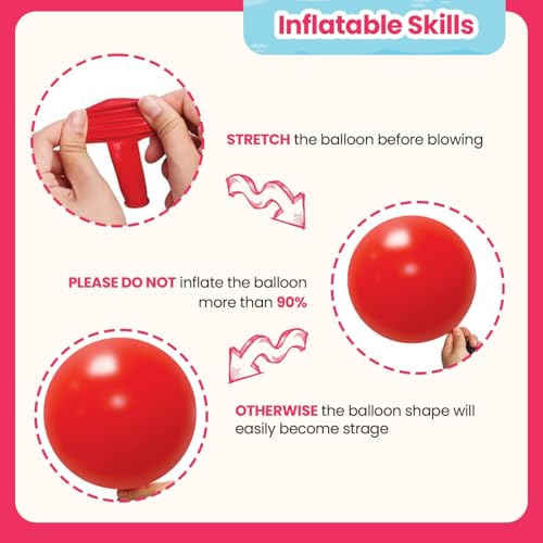 PartySoon 147 Pcs Red Balloons Arch Kit Red Balloon Different Sizes for Valentine's Decorations Birthday Party Gender Reve...