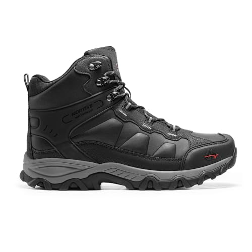 NORTIV 8 Men's Waterproof Hiking Boots Outdoor Trekking Lightweight Mountaineering Leather Shoes