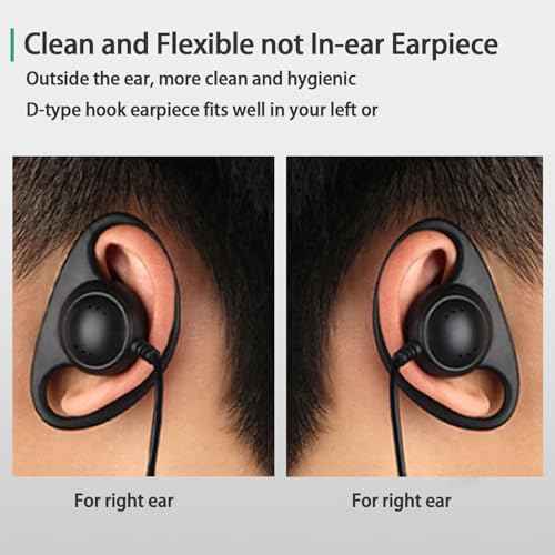 Retevis Case of 10, Walkie Talkies Earpiece with Mic 2 Pin D-Type Headset for H-777 RT22 RT21 RT86S, Compatible with Pxton Kenwood Baofeng BF-888S Walkie Talkies, Walkie Talkie Earpiece(10 Pack)