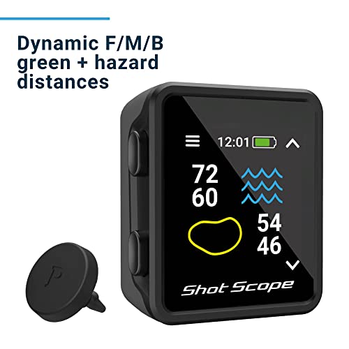 Shot Scope H4 GPS Handheld with Shot Tracking - F/M/B Green and Hazard Distances - 36,000+ pre-Loaded Courses - 100+ Stati...