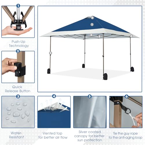 OUTDOOR LIVING SUNTIME 13x13 Instant Easy Pop Up Canopy,Portable Commercial Gazebo Camping Gazebo Tent Shelter with Wheele...