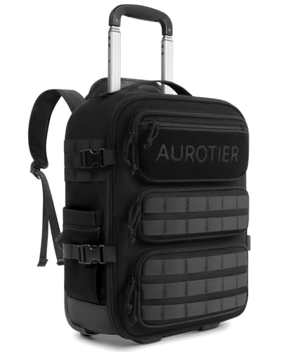 Rolling Tactical Laptop Backpack, Underseat Travel Backpack with Wheels, 16 Inch Wheeled Military Computer Backpack for Me...