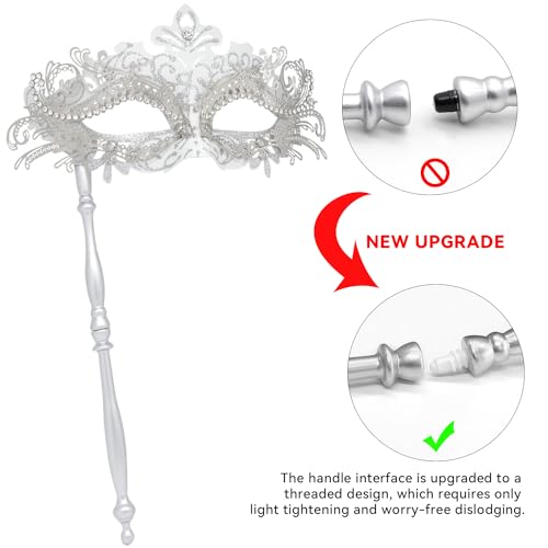Coddsmz Masquerade Mask with Stick Venetian Mask Mardi Gras Decorations for Womens Halloween Costume Mask