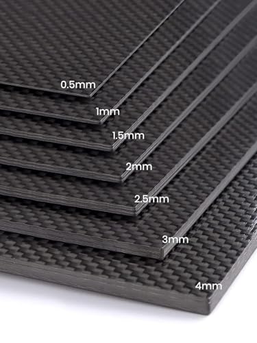 Rolcoassuns Carbon Fiber Sheet, 240×240 MM 0.5mm 1.0mm 1.5mm 2mm 2.5mm 3.0mm 4.0mm, 3K Full Carbon Fiber Board 100% Plain ...
