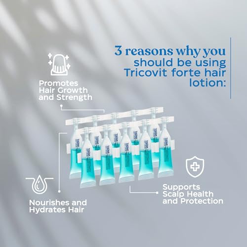 Tricovit Tablets and Forte Hair Lotion Serum Set - With Androgen and DHT Blockers For Thinning Hair - Promotes Stronger, Thicker Hair For Men and Women - 10 Ampoules