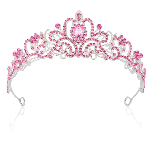 Crown,Tiaras for Women,Crystal Pink Tiaras for Girls Princess Crown Queen Crown for Bridal Prom Wedding Tiara