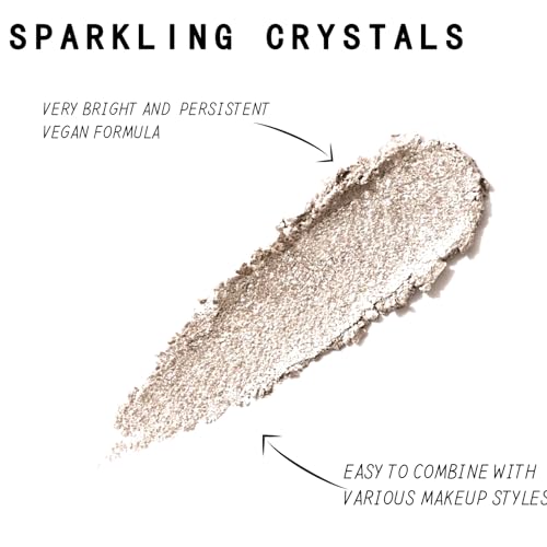 Shimmer Glitter Eyeshadow Palette, Korean Eye Glitter Makeup, Ultra-Blendable, Sparkle Silver Champagne Gold Eye Shadow, S...