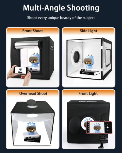DUCLUS Light Box Photography, 12"x12" Photo Booth Box with 120 LED Lights Dimmable & CRI＞95, Portable Lightbox with 8 Back...