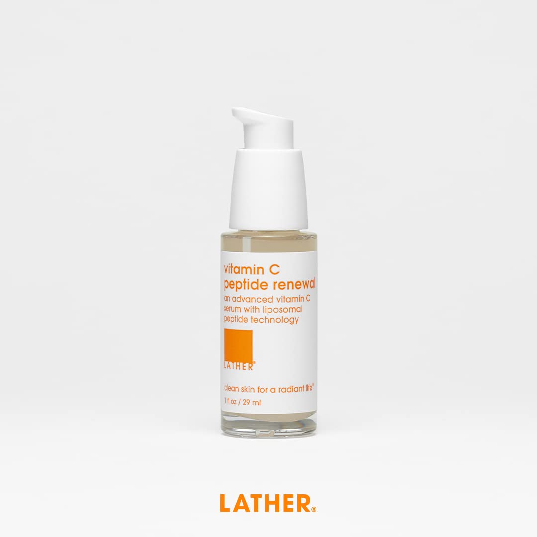 LATHER Vitamin C Peptide Renewal - Vitamin C Serum - Hydrate, Smooth Texture & Firm Skin - Restore & Renew Combination, Dry & Ma