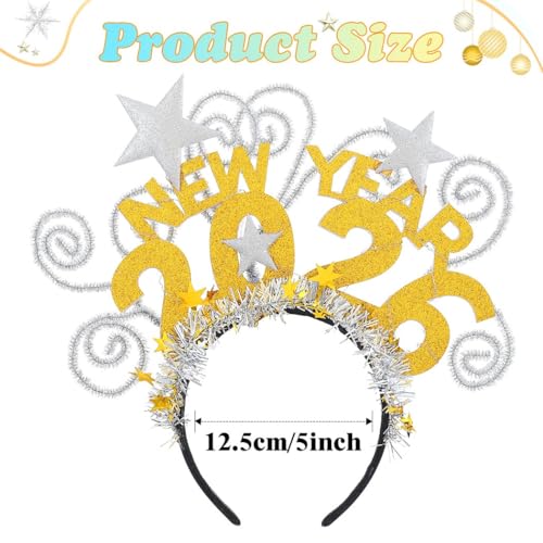Zoestar Light Up 2026 Headband LED New Year Headbands NYE Glow Party Hair Accessories for Women