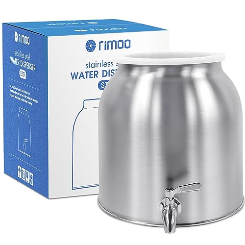 RIMOO Stainless Steel Water Dispenser, 2.5 Gallon Drink Dispenser with 18/8 Stainless Steel Spigot & Airtight Lid, Water C...